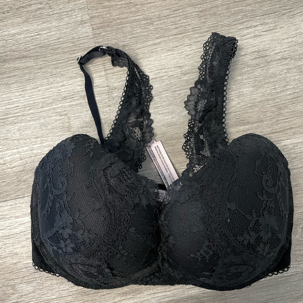Black Lace Victoria's Secret Dream Angels Push Up Bra 32DDD/32F